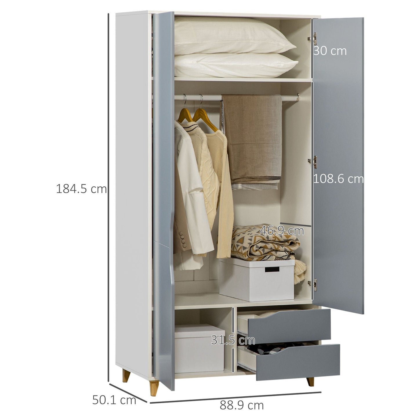 Wardrobe with 2 Doors