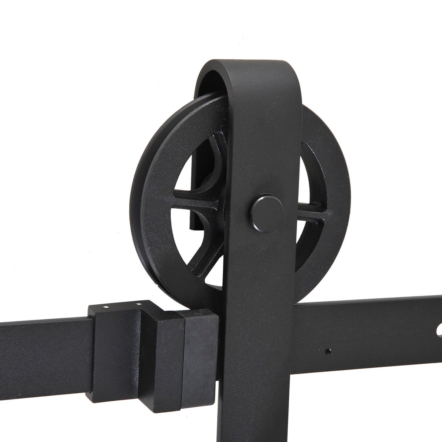 Carbon Steel 6.6' Sliding Barn Door Hardware Kit-Frosted Black