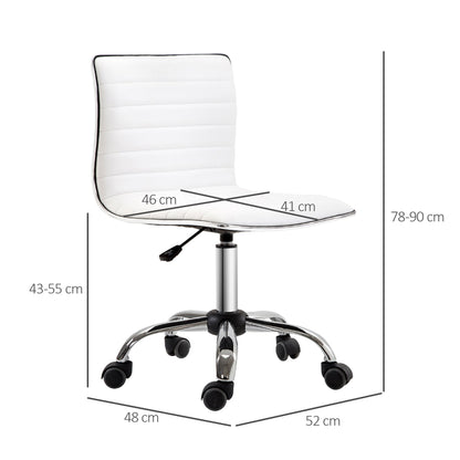 Armless Mid-Back Adjustable Office Chair-White