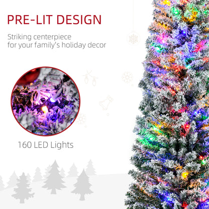 6ft Berries & Pinecones Christmas Tree Artificial - White Frosted Green with LED Lights Multicoloured 429 Tips