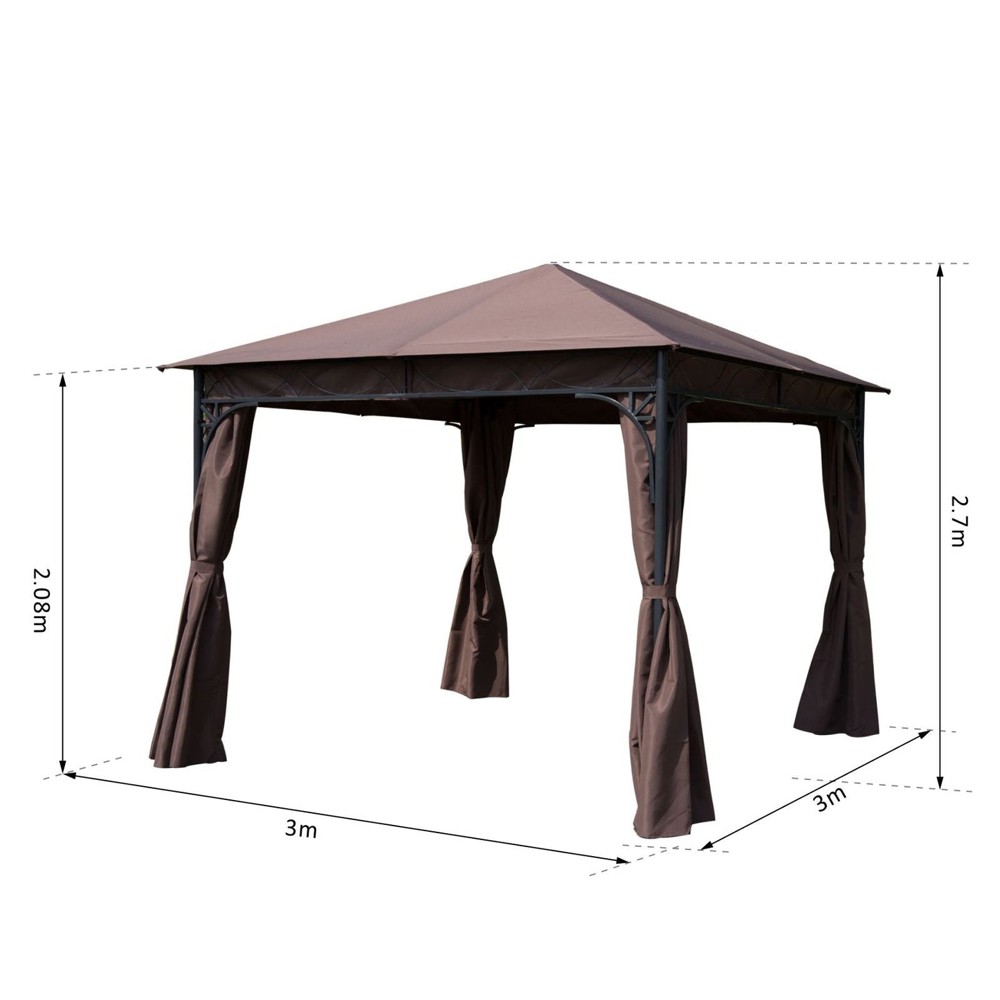 3x3 m Gazebo Pavilion-Coffee