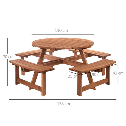 Outsunny 8-Seater Wooden Picnic Set-Fir Wood