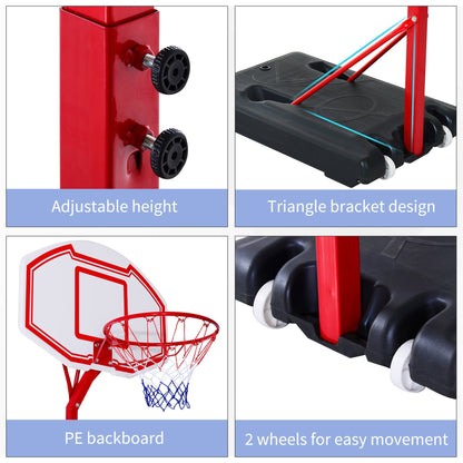 Basketball Stand Net Hoop Backboard Portable 260-310cm Height Adjustable with Wheels for Kids Adults Sports Fun