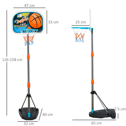 Homcom Kids Height Adjustable Aluminium Basketball Hoop Stand With Ball