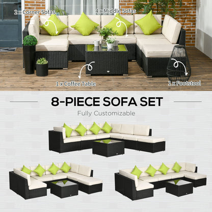 8-Pieces PE Rattan Corner Sofa Set