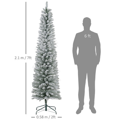 7ft Slim Christmas Tree Artificial - White Frosted Green  405 Tips