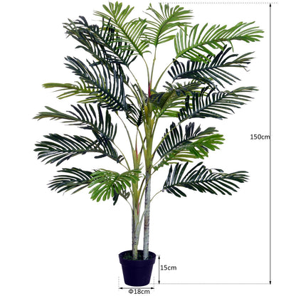 150cm5ft Artificial Palm Tree Decorative Indoor Faux Green Plant w/Leaves Home Décor Tropical Potted Home Office