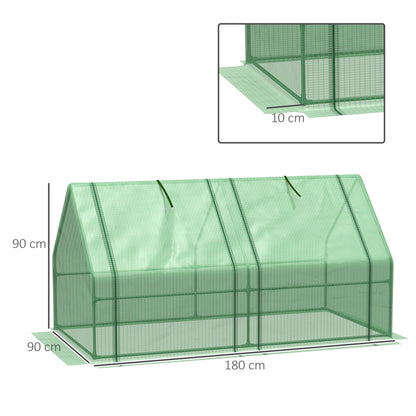 Mini Small Greenhouse with Steel Frame & PE Cover & Zippered Window Poly tunnel Steeple for Plants Vegetables