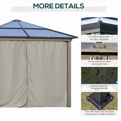 Outsunny 3 x 3M Hardtop Gazebo with UV Resistant Polycarbonate Roof & Aluminium Frame