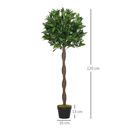 Set of 2 Artificial Topiary Bay Laurel Ball Trees in Pot Indoor Outdoor