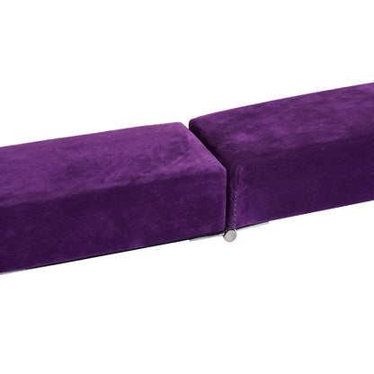 Suede Upholstered Wooden Folding Balance Beam Trainer Purple