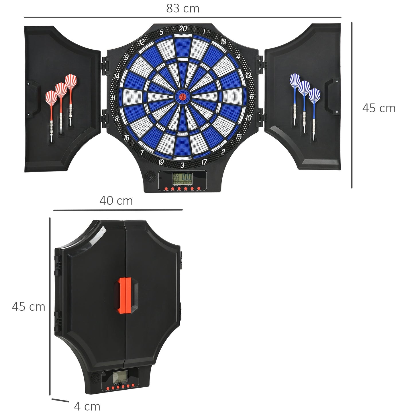 31 Games Up To 8 Player Electronic Dartboard Black & Blue by Sportnow