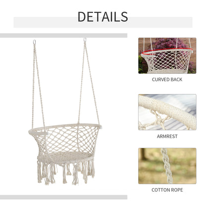 Outdoor Hanging Rope Chair with Cotton Rope