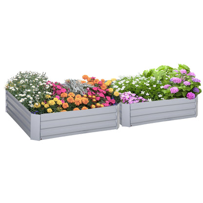 Set of 2 Raised Garden Bed Galvanized Steel Planter Boxes Easy Quick Setup