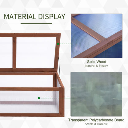 Square Wooden Outdoor Greenhouse for Plants with Openable Cover PC Board 100 x 65 x 40 cm