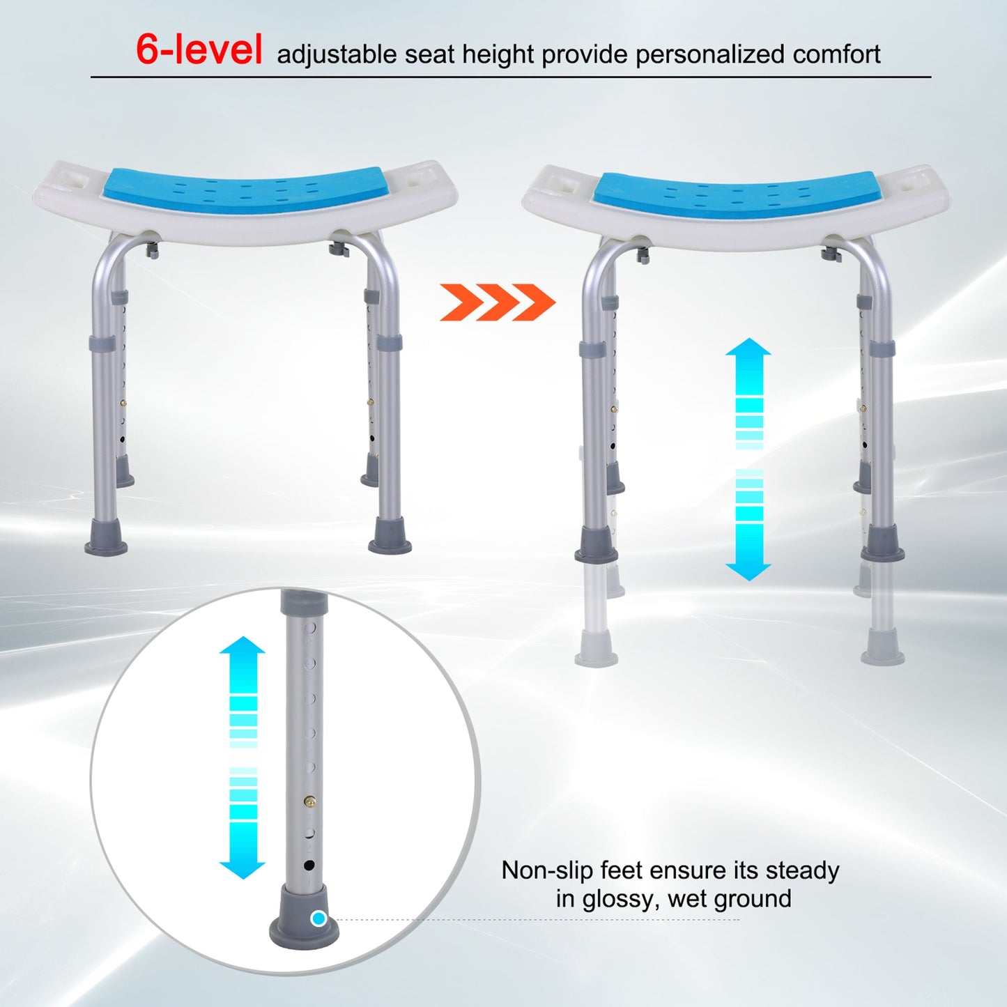 Aluminium Alloy Six-Level Non-Slip Bathroom Stool