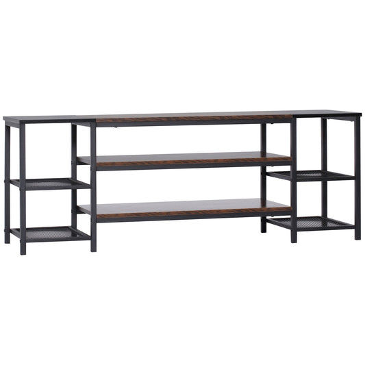 Industrial-Style Open Shelf TV Stand - Black