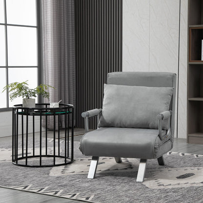 Suedette Adjustable Back Futon Sofa Chair - Grey