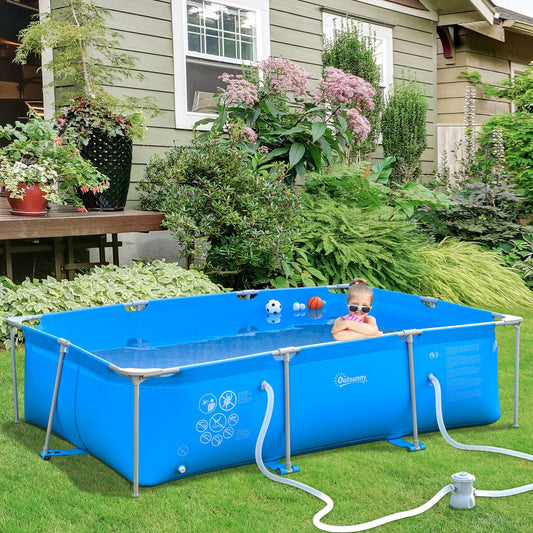 Steel Frame Swimming Pool w/ Filter Pump and Reinforced Sidewalls Rust Resistant