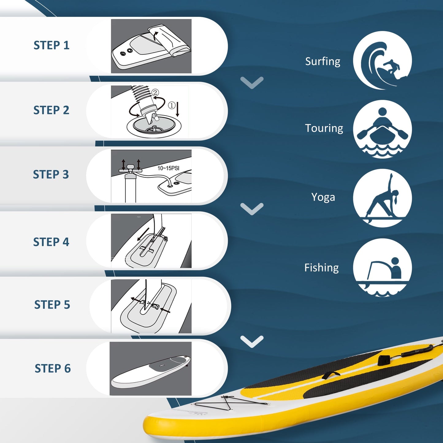 Outsunny 10' X 30" X 6" Inflatable Stand Up Paddle Board