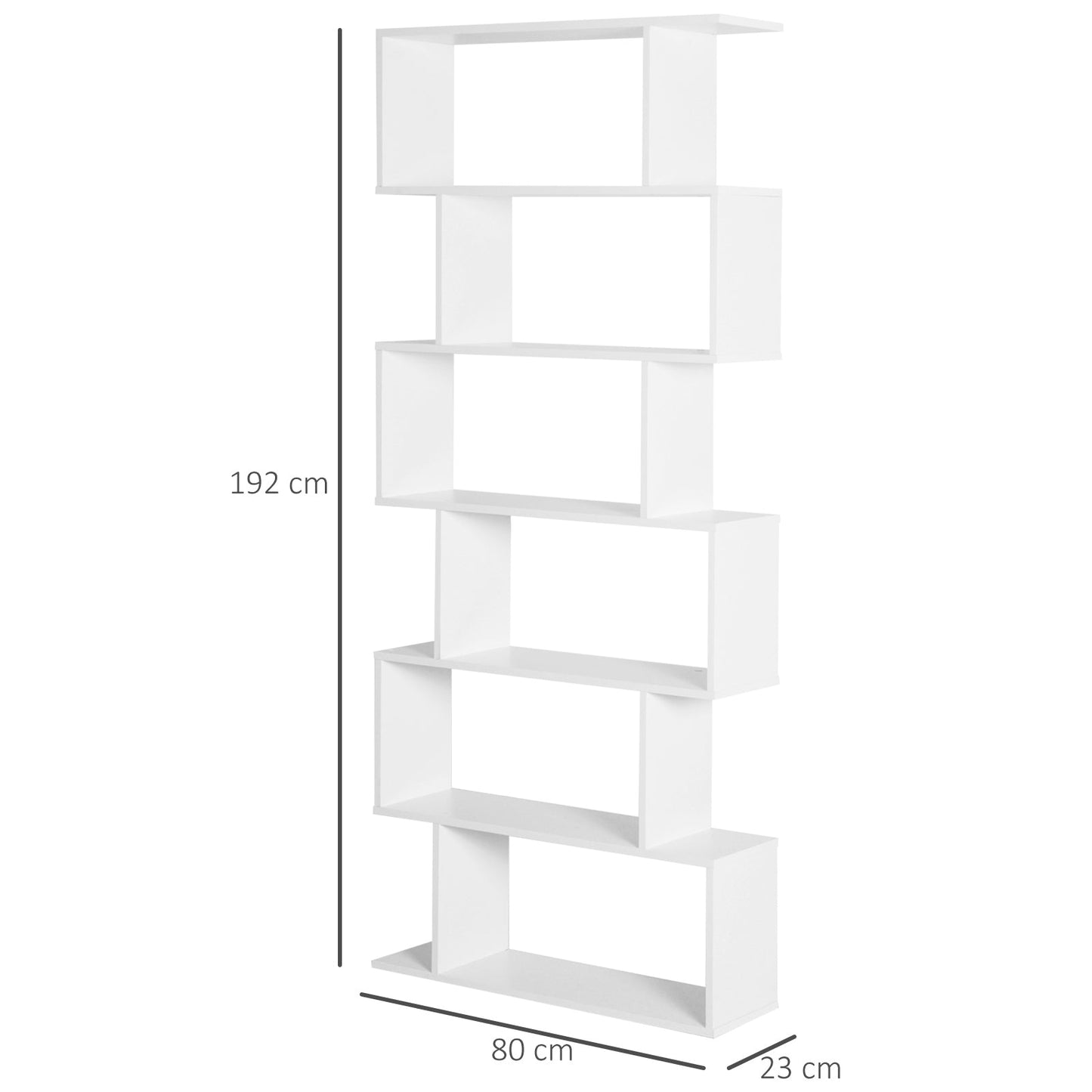 Particle Board 6-Tier Asymmetrical Shelving Unit White