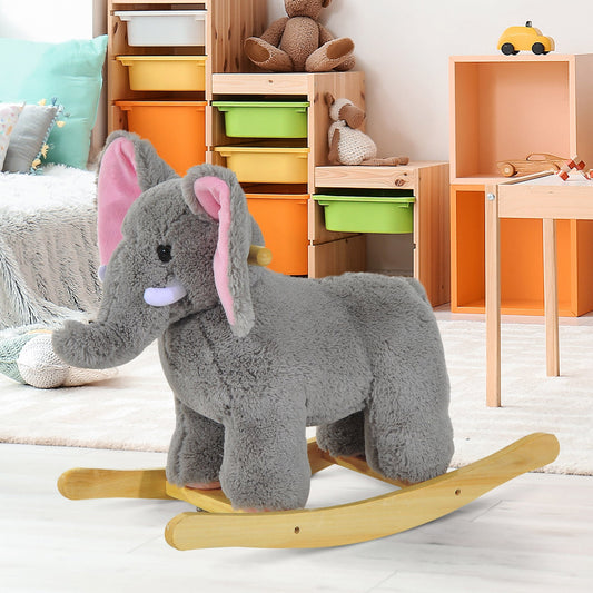 61L x 23W x 43H cm Kids Plush Ride On Cute Elephant design-Grey