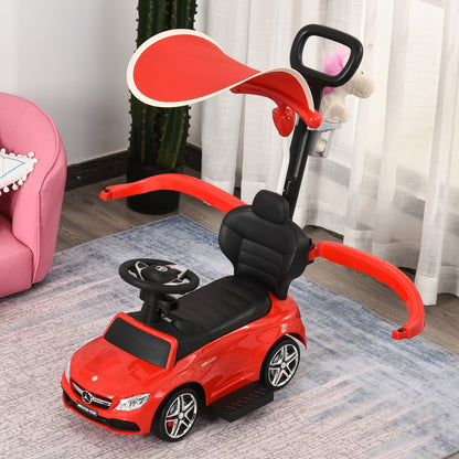 3 in 1 Ride On Push Along Car for Toddlers Stroller Sliding Car w/ Canopy 1-3 Years Old