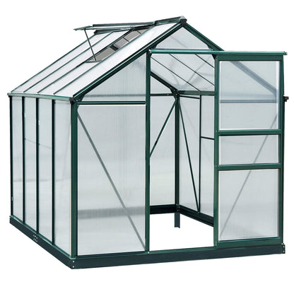 Clear Polycarbonate Greenhouse Large Walk-In Green House Garden Plants Grow Galvanized Base Aluminium Frame w/ Slide Door 6 x 8ft