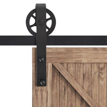 Carbon Steel 6.6' Sliding Barn Door Hardware Kit-Frosted Black