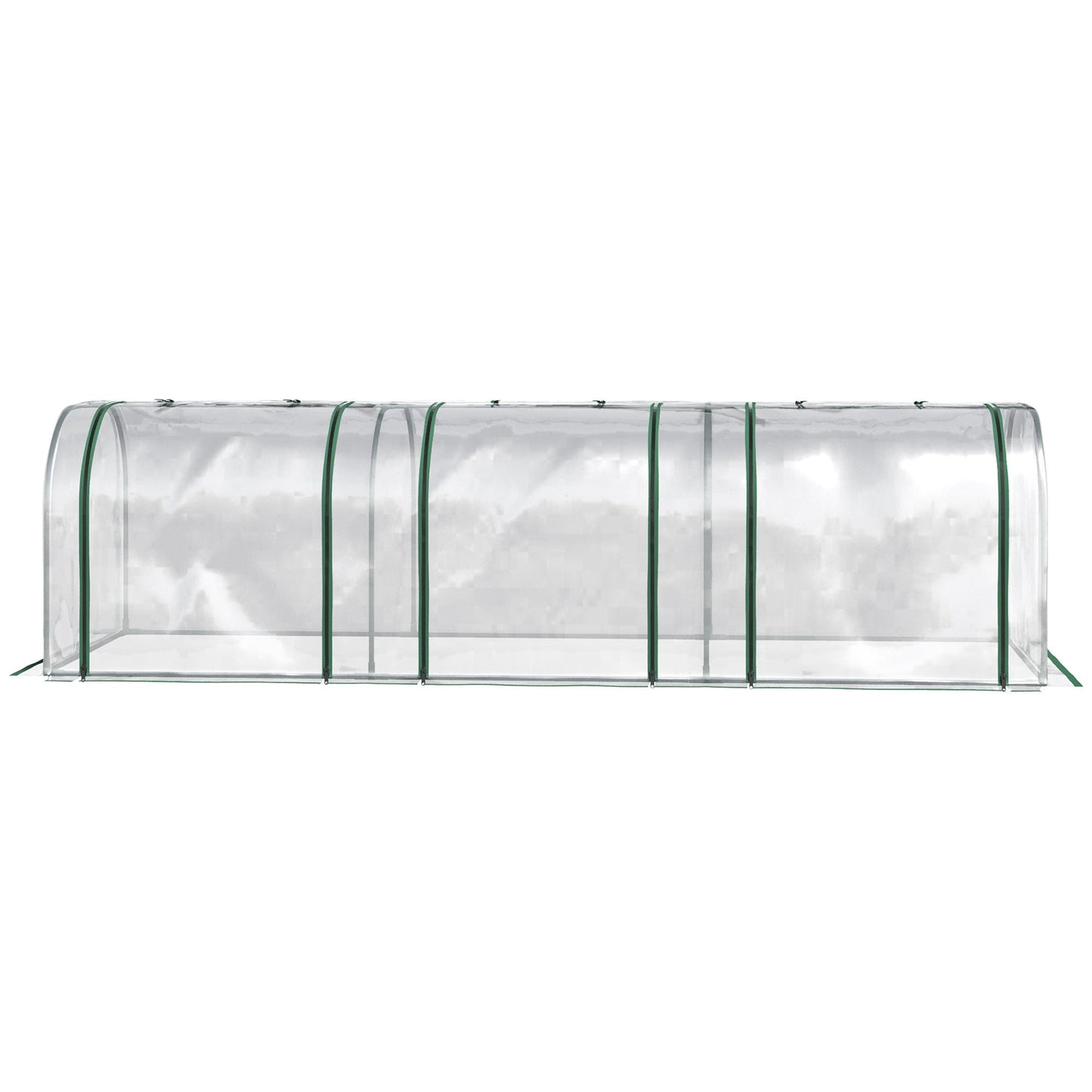 PVC Tunnel Greenhouse Green Grow House Steel Frame for Garden Backyard with Zipper Doors 295x100x80 cm