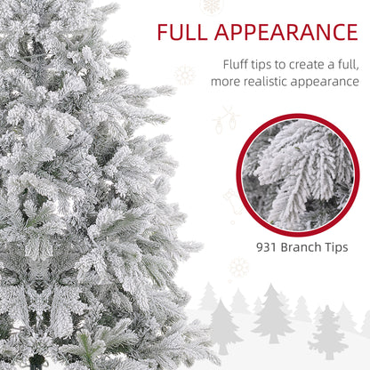 5ft Christmas Tree Artificial - White Frosted Green with LED Lights Warm White 931 Tips