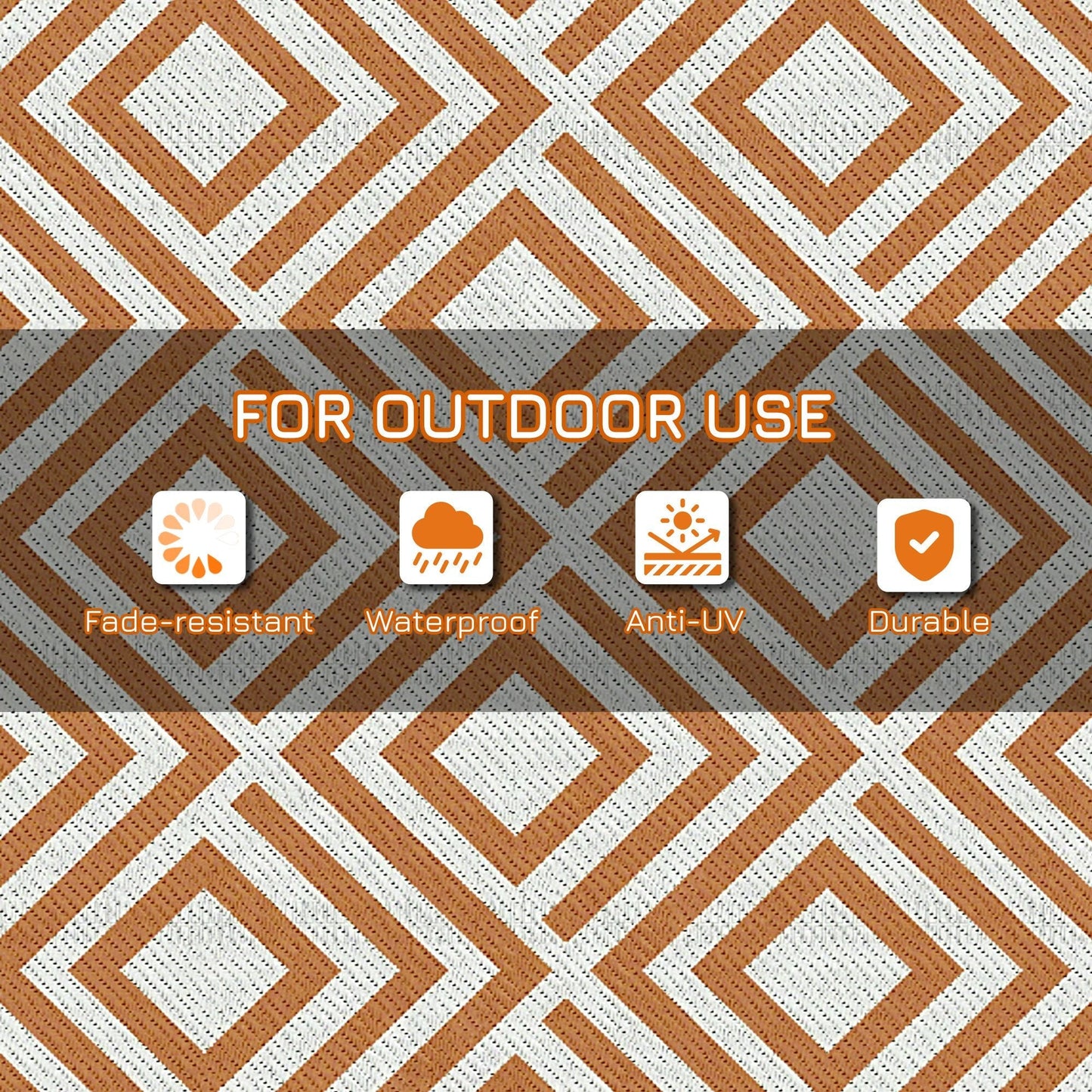 Reversible Outdoor Rug with Carry Bag and Ground Stakes