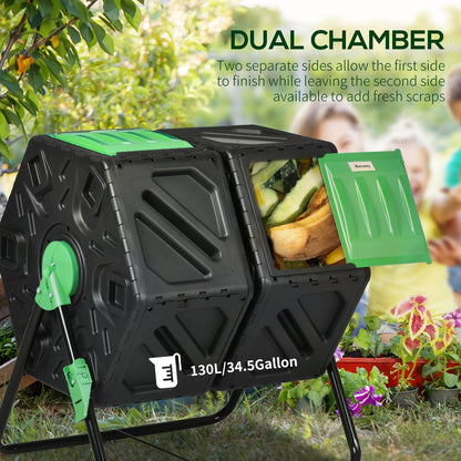 Dual Chamber Garden Compost Bin