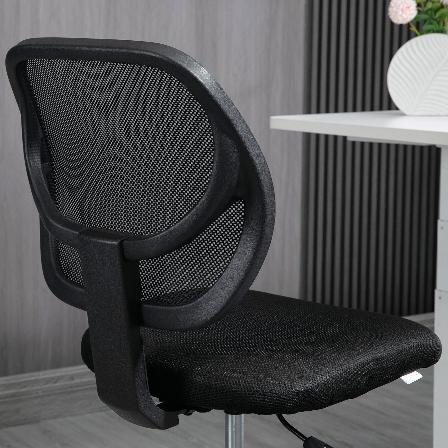 Vinsetto Ergonomic Mesh Standing Desk Chair with Adjustable Footrest Ring and Seat Height Black