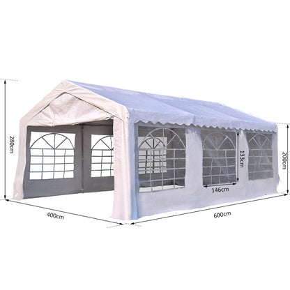 6m x 4 m Garden Gazebo Portable Carport Shelter w/ Removable Sidewalls & Doors Party Tent Shelter Car Canopy