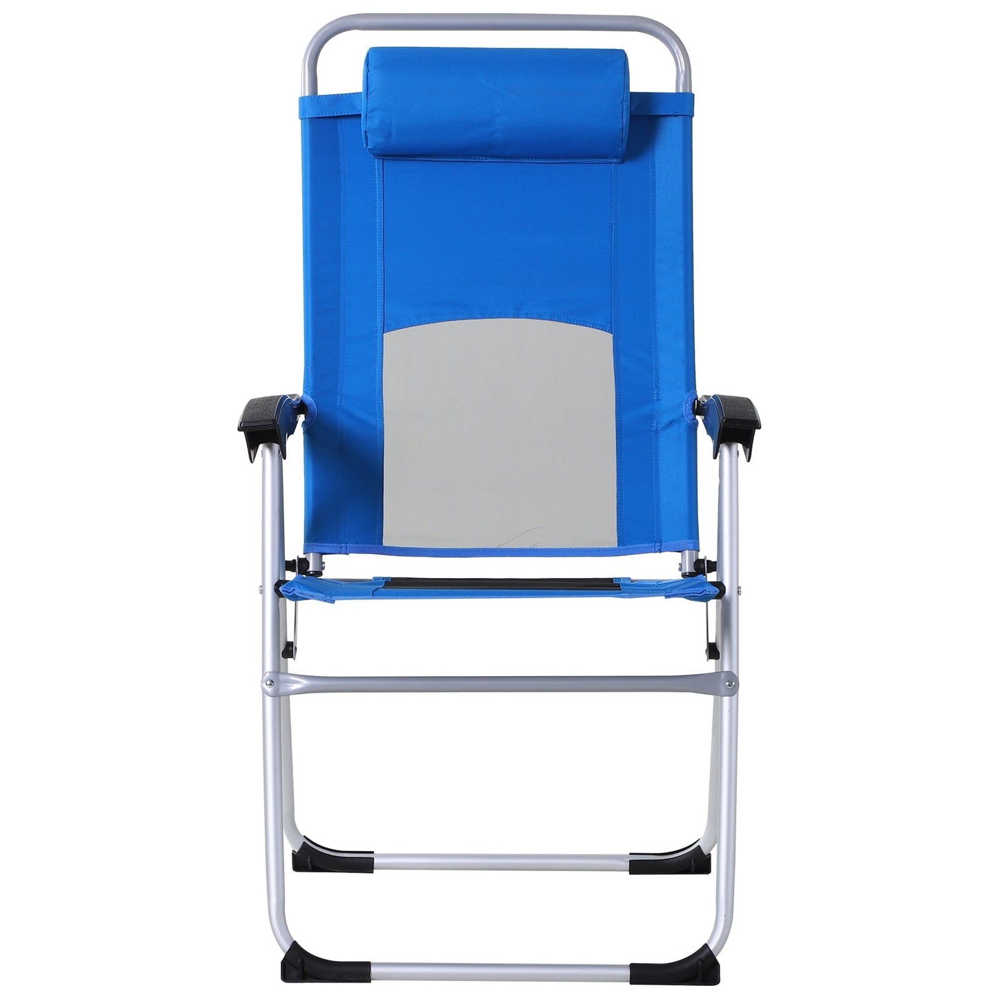 Metal Frame 3-Position Adjustable Outdoor Garden Chair w/ Headrest Blue