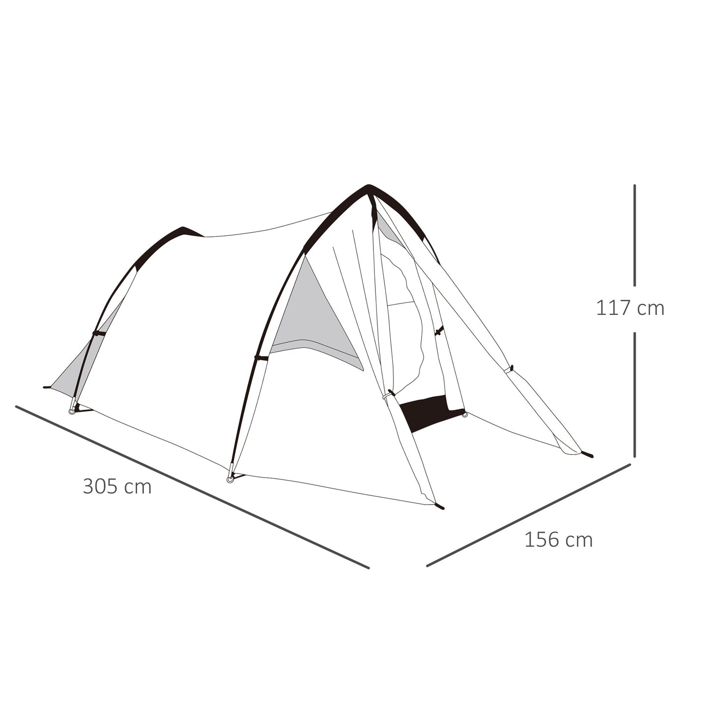 Outsunny Camping Tent For 1-2 Person Tent With Large Window Waterproof For Fishing