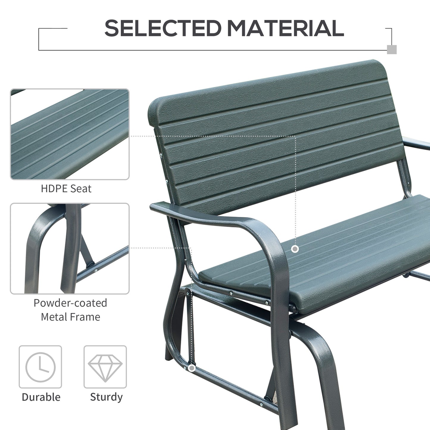 Outsunny 2 Seats Garden Glider Bench