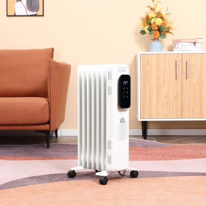 1630W 7 Fin Adjustable Oil Filled Radiator With Timer White