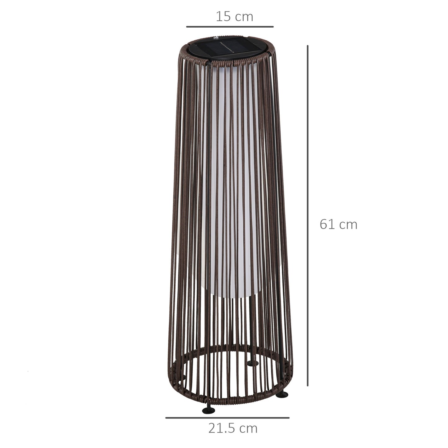 Outsunny Patio Garden Solar Powered Lights Woven Resin Wicker Lantern Auto On/Off