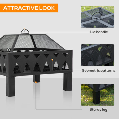 66cm Outdoor Fire Pit with Screen Cover