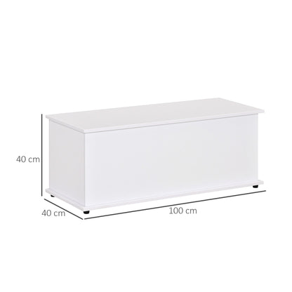 Wooden Storage Box Clothes Toy Chest Bench Seat Ottoman Bedding Blanket Trunk Container with Lid - White