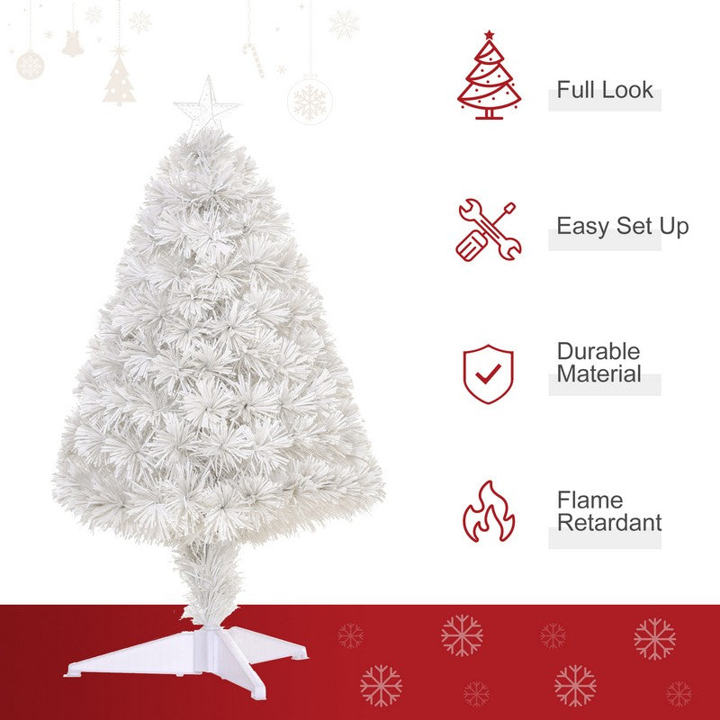 2.5 Foot Prelit Artificial Tabletop Christmas Tree with Fibre Optics Holiday Home Xmas Decoration for Table and Desk