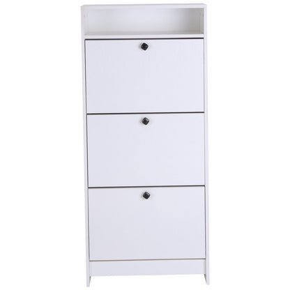 Homcom Three-Tipping Drawer Shoe Storage Cabinet - White