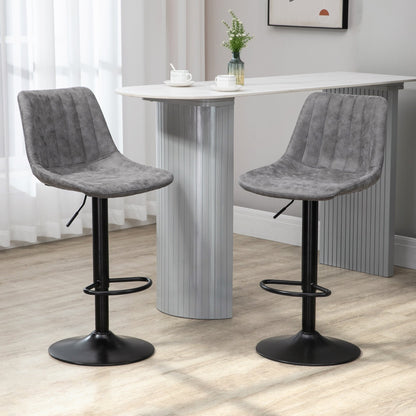 Adjustable Bar Stools Set of 2 Counter Height Barstools Dining Chairs 360° Swivel with Footrest for Home Pub