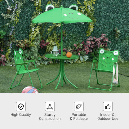 Kids Picnic Table and Chair Set Frog w/ Removable Adjustable Umbrella