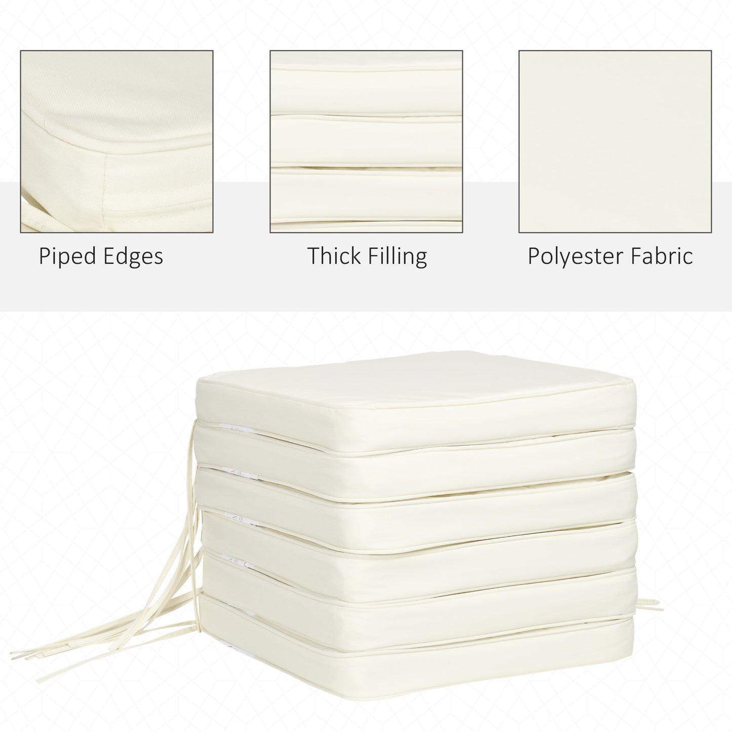 Set of Six Replacement Chair Cushions - Cream White