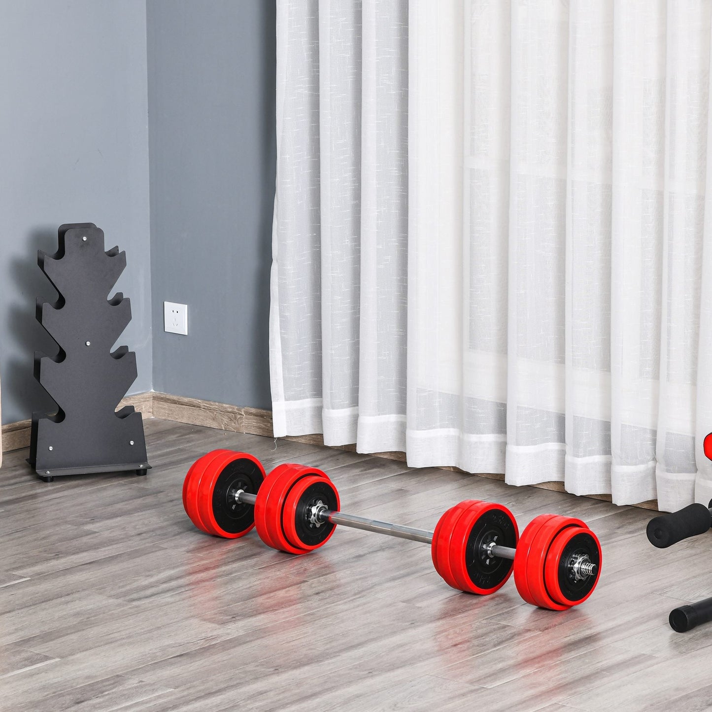 Adjustable 30KGS Barbell & Dumbbell Set Ergonomic Fitness Exercise in Home Gym