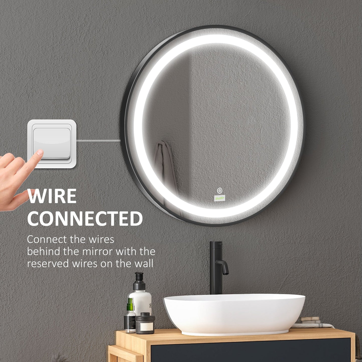 kleankin Round LED Bathroom Mirror