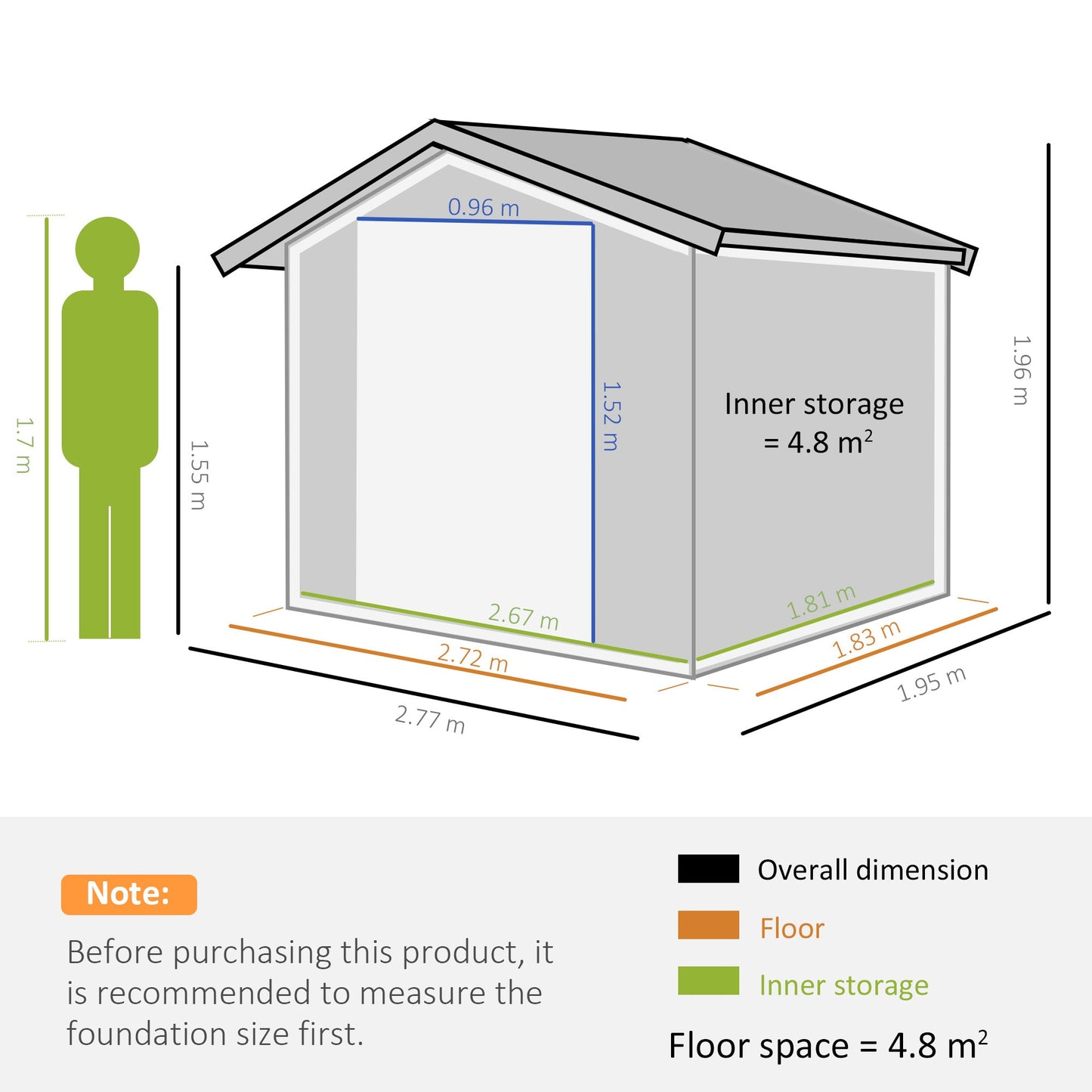 Galvanised 9 x 6' Double Door Reverse Apex Garden Shed With Ventilation Steel Grey by Steadfast